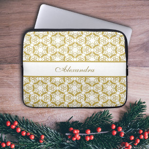 Capa Para Notebook Padrão de Flocos de Neve Dourados de Natal Persona