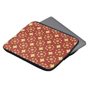 Capa Para Notebook Padrão de Flor Amarelo Vermelho Medieval Românica