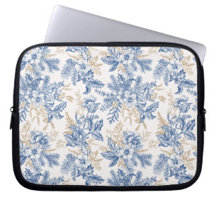 Capa Para Notebook Padrão de Flor da Vintagem Azul