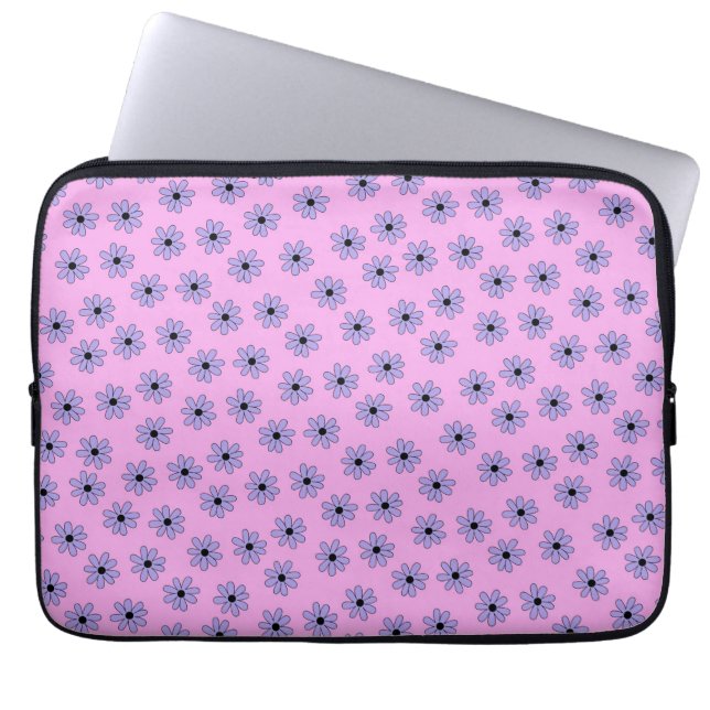 Capa Para Notebook Padrão de Flor de Hippie Azul Púrpura (Frente)