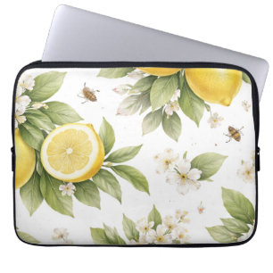 Capa Para Notebook Padrão de Flor de Limão Vintage Citrino Cottagec