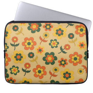 Capa Para Notebook Padrão de Flor do Laranja de Imagem Retroativa 70s