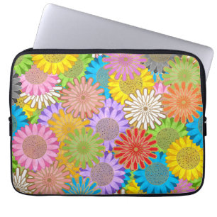 Capa Para Notebook Padrão de Flor Hippy Caótico Colorido e Vibrante