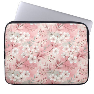 Capa Para Notebook Padrão de Flor Sakura Rosa