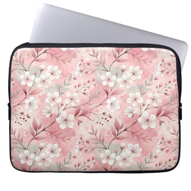 Capa Para Notebook Padrão de Flor Sakura Rosa (Frente)