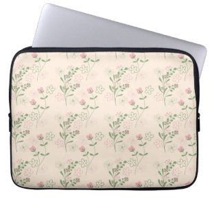 Capa Para Notebook Padrão de Flor Verde Rosa Y2K 70s Rosa Verde