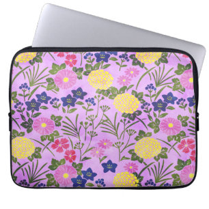Capa Para Notebook Padrão de Flor Vintage Roxa Bonita
