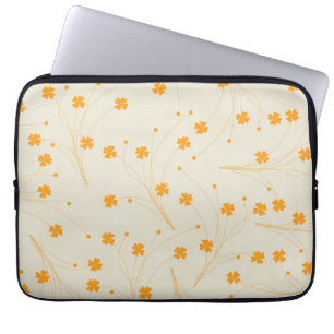 Capa Para Notebook Padrão de Flor Y2K 70s do Orange Beige Retro
