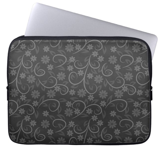 Capa Para Notebook Padrão de flores cinzas fofas (Frente)