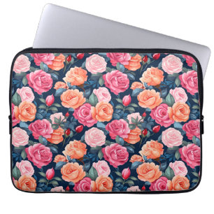Capa Para Notebook Padrão de Flores de rosa florescente- 80037