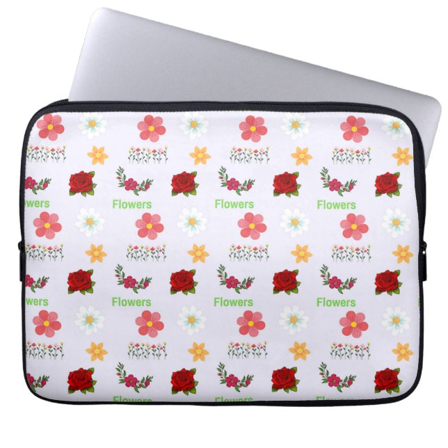 Capa Para Notebook Padrão de flores em cinza (Frente)
