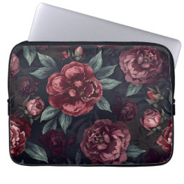 Capa Para Notebook Padrão de Flores Mal-humoradas Aquarela Vermelho E