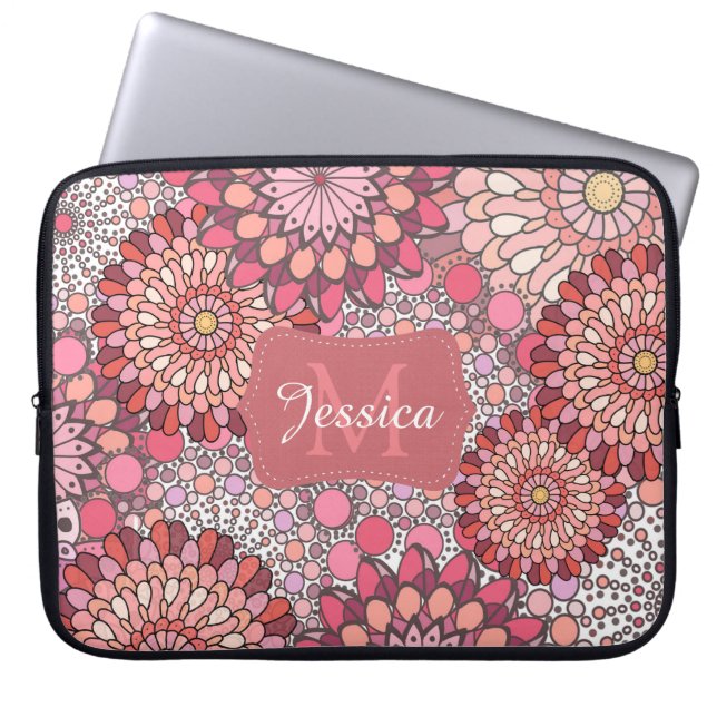 Capa Para Notebook Padrão de Flores Mandala Abstratas Personalizadas  (Frente)