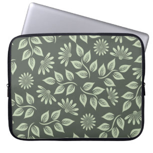 Capa Para Notebook Padrão de flores primavera verde