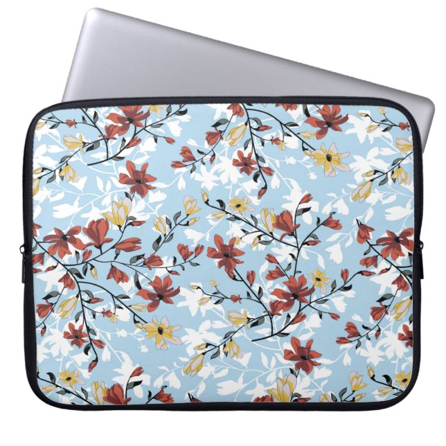 Capa Para Notebook Padrão de flores sem costura. Bba floral simples (Frente)
