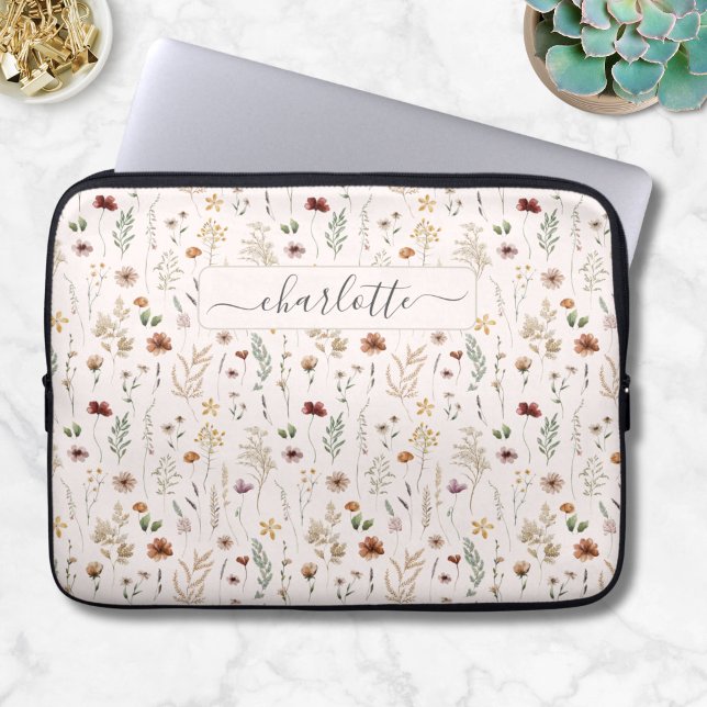Capa Para Notebook Padrão de flores silvestres florais bonitas aquare (Criador carregado)
