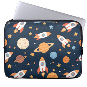 Capa Para Notebook Padrão de Foguetes Planetas Espaço Fofo