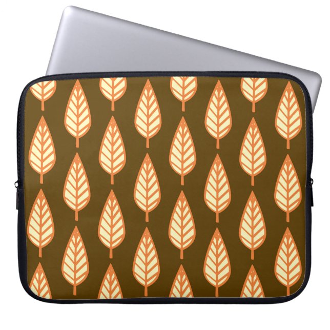 Capa Para Notebook Padrão de folha de faia - Laranja e marrom (Frente)