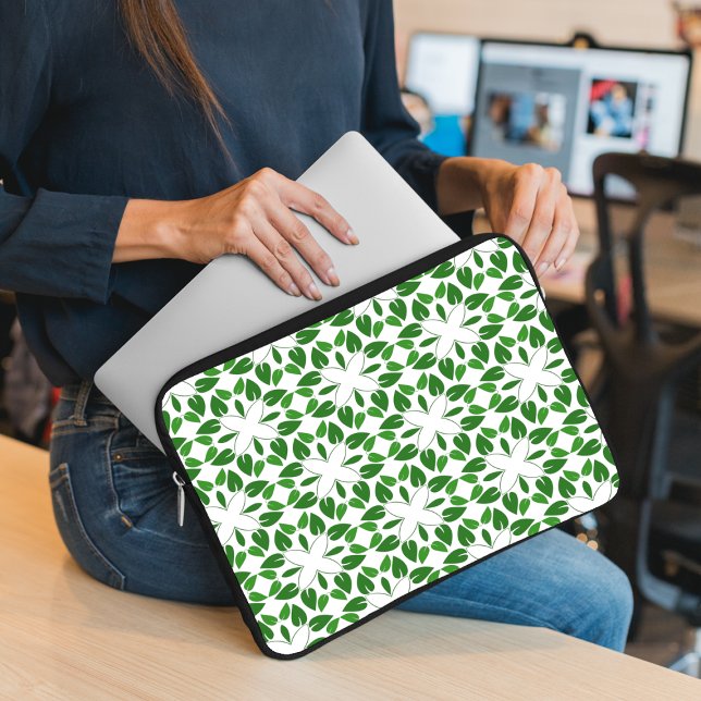 Capa Para Notebook Padrão De Folha, Padrão De Folhas, Folhas Verdes (Criador carregado)