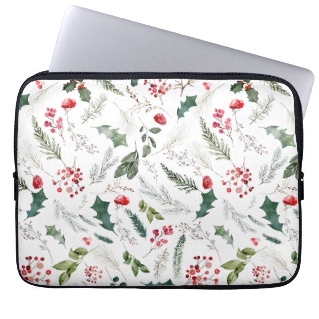 Capa Para Notebook Padrão de Folhagem Botânica de Natal Elegante (Frente)