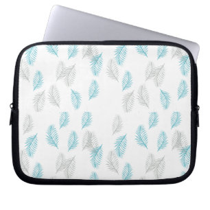 Capa Para Notebook Padrão de Folhas Azuis e Cinzas
