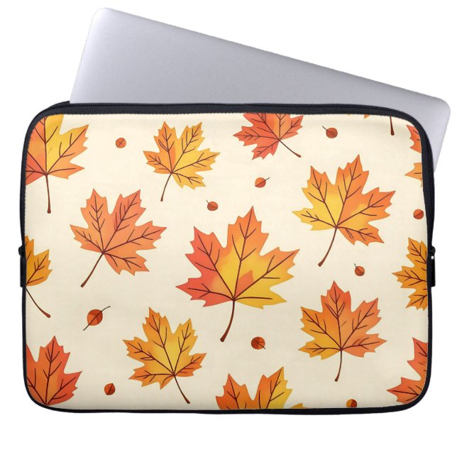 Capa Para Notebook Padrão de Folhas de Bordo Outonal Caindo (Frente)