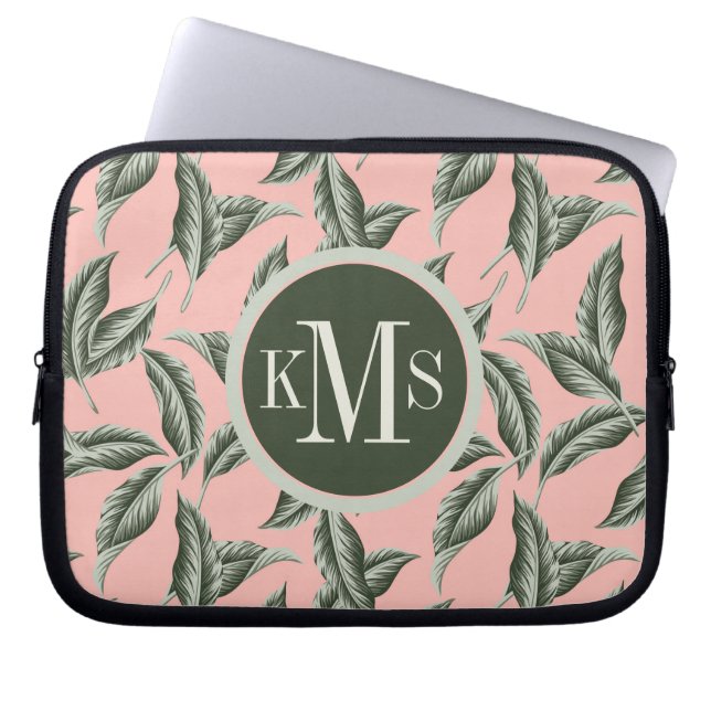 Capa Para Notebook Padrão de Folhas de Jardim Tropicais (Frente)