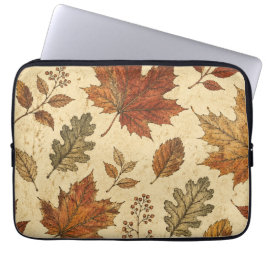 Capa Para Notebook Padrão de Folhas de Outono – Botânica Outonal Vint