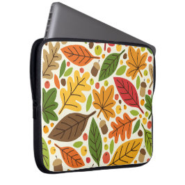 Capa Para Notebook Padrão de Folhas de Outono Coloridas e Bolotas