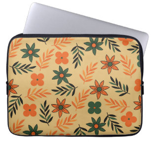 Capa Para Notebook Padrão de Folhas Florais de Flores da Vintage 70s