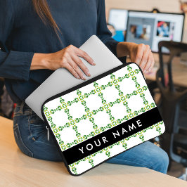 Capa Para Notebook Padrão de Folhas, Folhas Verdes, Seu Nome