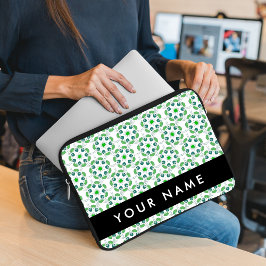 Capa Para Notebook Padrão de Folhas, Folhas Verdes, Seu Nome