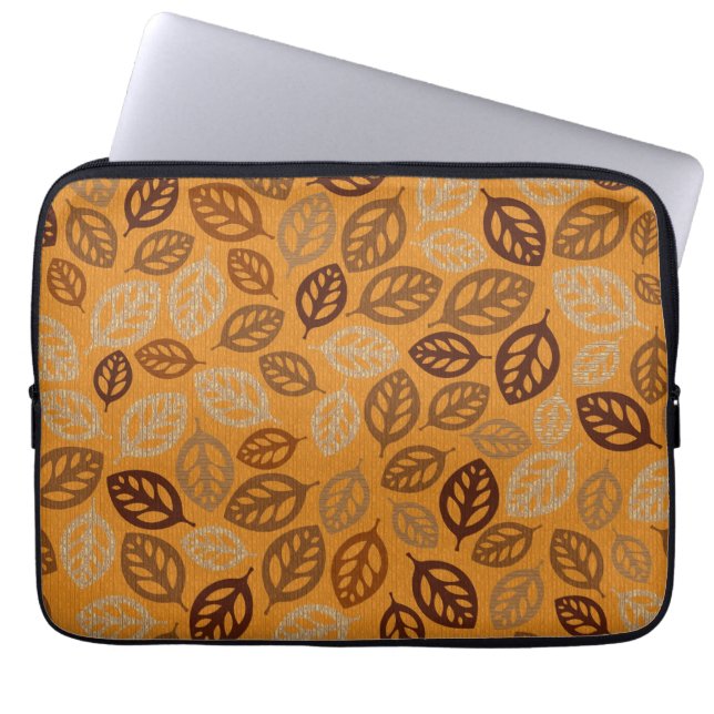 Capa Para Notebook Padrão de folhas marrons fofas (Frente)