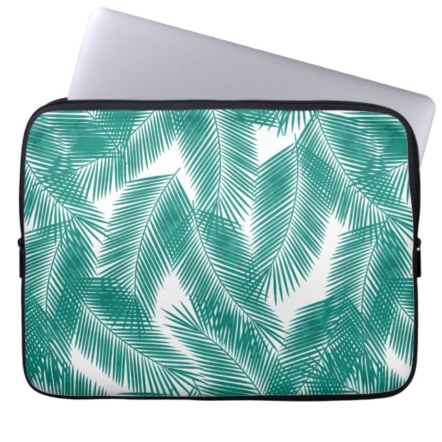 Capa Para Notebook Padrão de Folhas Tropicais Verdes (Frente)