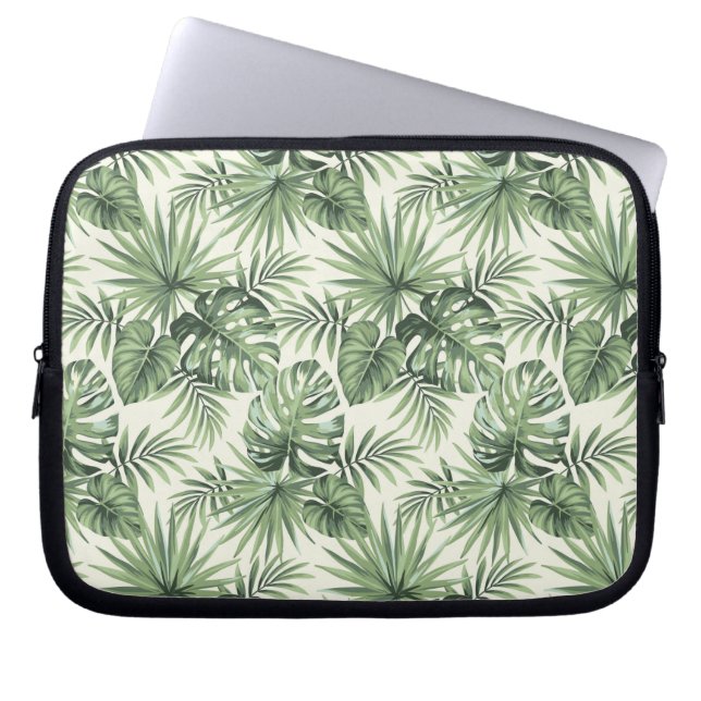 Capa Para Notebook Padrão de Folhas Tropicais Verdes (Frente)