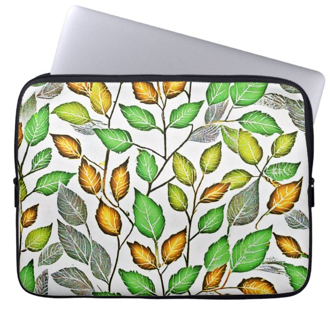 Capa Para Notebook Padrão de Folhas Vibrantes e Elegantes (Frente)
