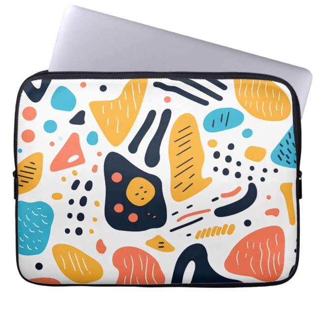 Capa Para Notebook Padrão de Formas Orgânicas em Estilo Memphis Abstr (Frente)
