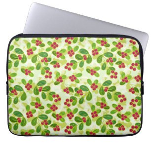 Capa Para Notebook Padrão de Fruta de amora festiva, verde