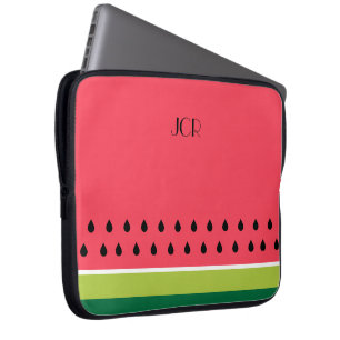 Capa Para Notebook Padrão de Fruta do Melão com risca verde e rosa