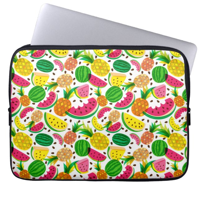 Capa Para Notebook Padrão de Fruta tropical vermelho e amarelo (Frente)