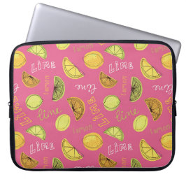 Capa Para Notebook Padrão de frutas rosa de limão e lima cítricas