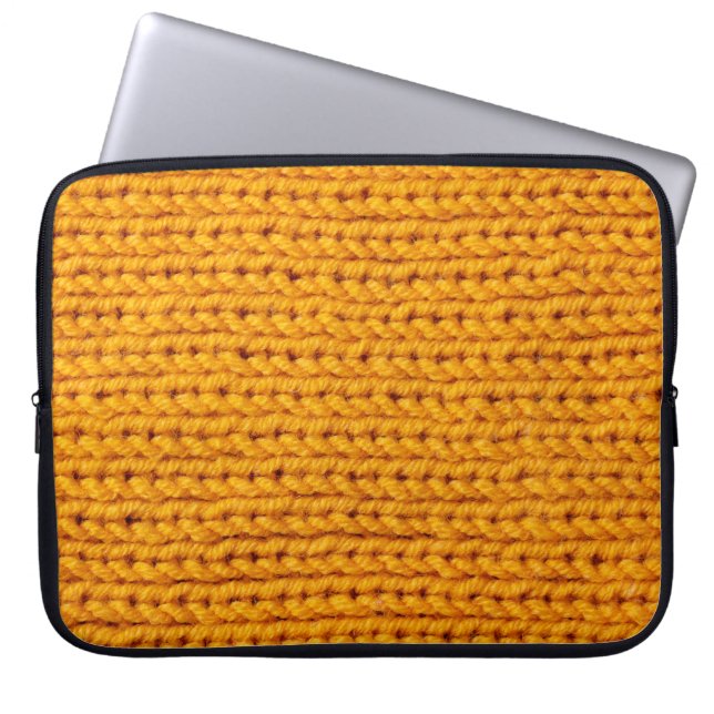 Capa Para Notebook Padrão de fundo de textura de lã de malha amarela  (Frente)