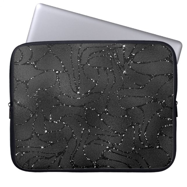 Capa Para Notebook Padrão de fundo preto de luxo com brilhos (Frente)