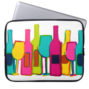 Capa Para Notebook Padrão de garrafas de vinho coloridas fofas