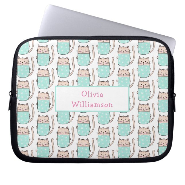 Capa Para Notebook Padrão de Gato Fofo  (Frente)