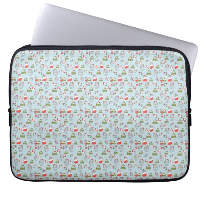 Capa Para Notebook Padrão de Gatos de Natal Fofo – Desi de Férias Fes (Frente)