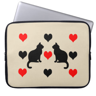 Capa Para Notebook Padrão de gatos e corações