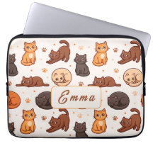 Padrão de Gatos Fofos Nome Monograma Personalizado