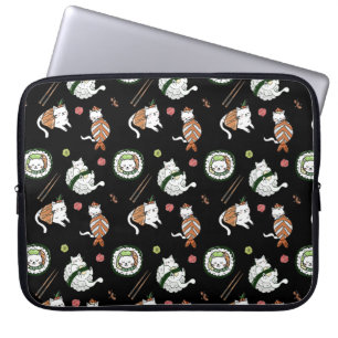 Capa Para Notebook Padrão de Gatos Rolados Sushi de Cartoon Bonito