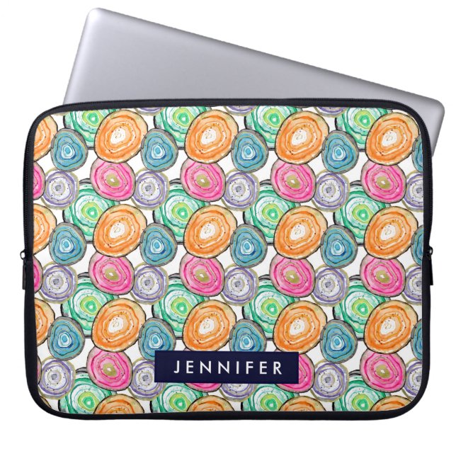 Capa Para Notebook Padrão de geodo laranja verde rosa personalizado f (Frente)